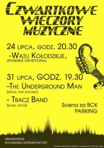 Czwartkowe wieczory muzyczne na letniej scenie BCK. 31 lipca The Underground Man z Lublina  i Tracz Band z Bychawy