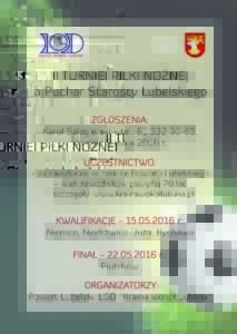 2. Turniej Piłki Nożnej o Puchar Starosty Lubelskiego. Zgłoszenia drużyn do 9 maja