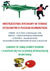 Mistrzostwa Bychawy W Tenisie Stołowym o Puchar Burmistrza – listopad 2106