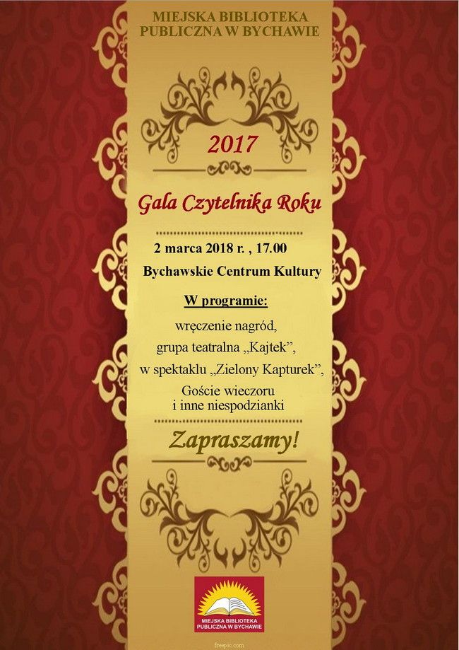 Gala „Czytelnik Roku 2017” – zaproszenie