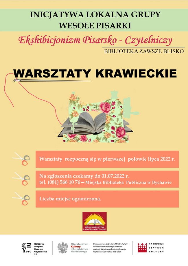 Zaproszenie na warsztaty krawieckie w Miejskiej Bibliotece Publicznej w Bychawie