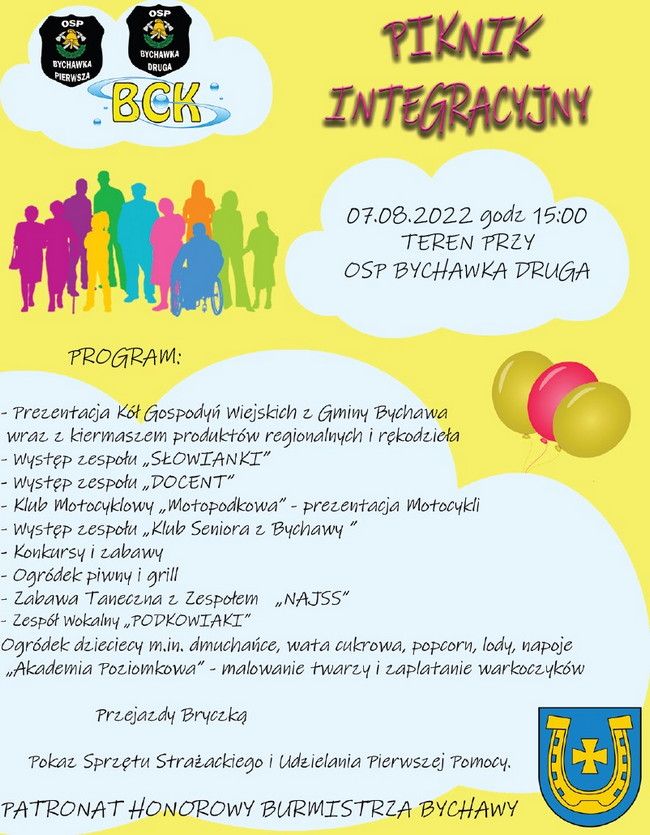 Zaproszenie do Bychawki Drugiej na  Piknik Integracyjny 7 sierpnia 2022