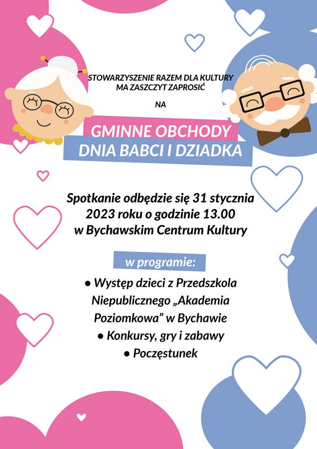 Zaproszenie na gminne obchody dnia Babci i Dziadka w Bychawie – 31 stycznia 2023 roku
